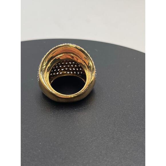 Designer Sterling Silver Vermeil Cubic Zirconia Cocktail Dome Ring Sz 6.5 - Picture 5 of 15